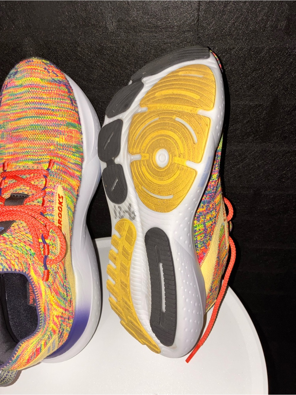 Brooks Multicolor Knit Running Sneakers with Yellow Accent - Picture 10 of 15
